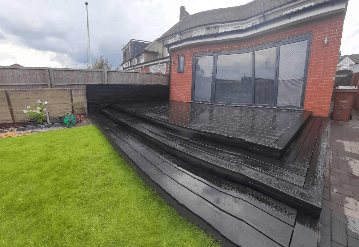High spec stepped composite deck built by R Construction